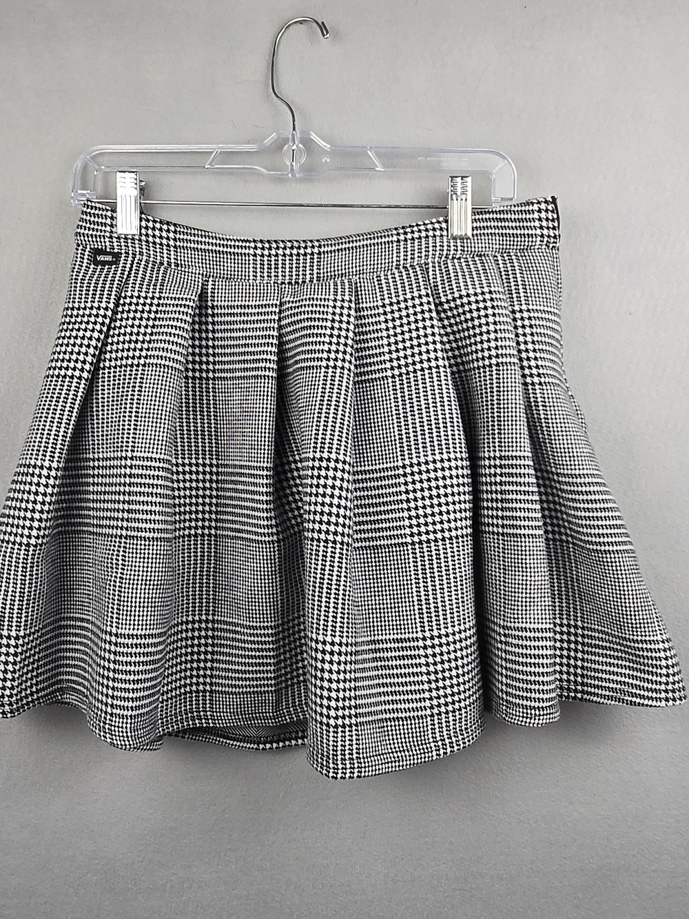 Vans Black White Houndstooth Plaid Pleated Skirt Size 29